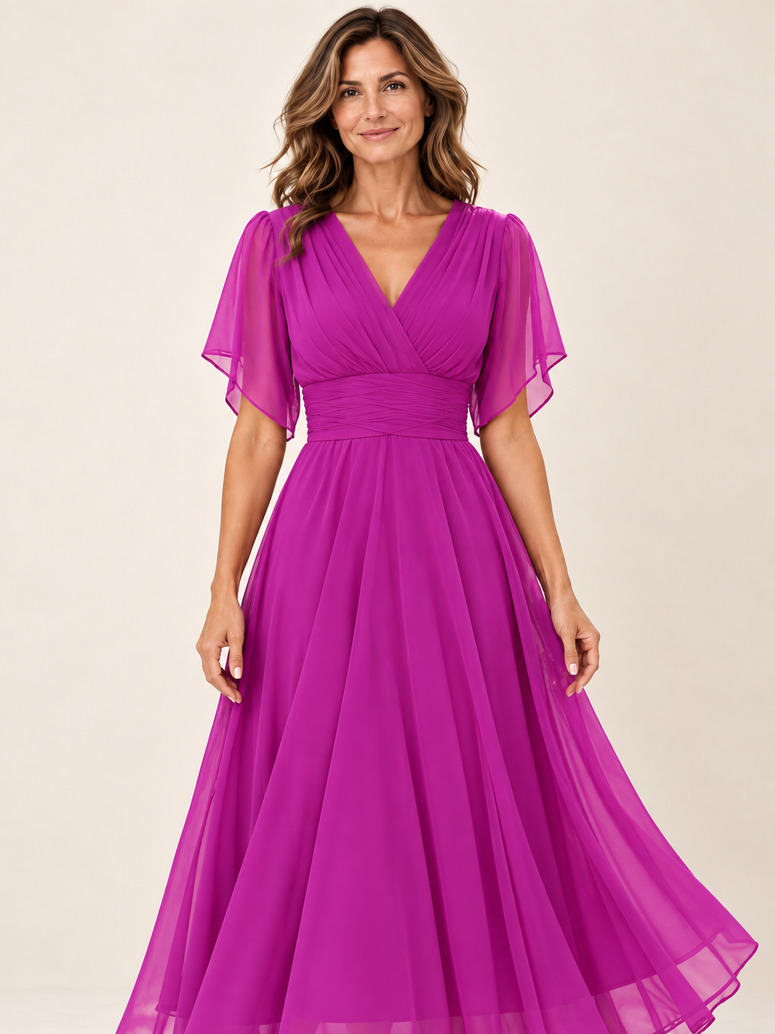 Vestido largo Masarova con detalle drapeado en la cintura