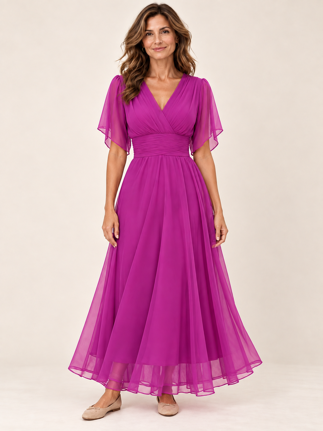 Vestido largo Masarova con detalle drapeado en la cintura