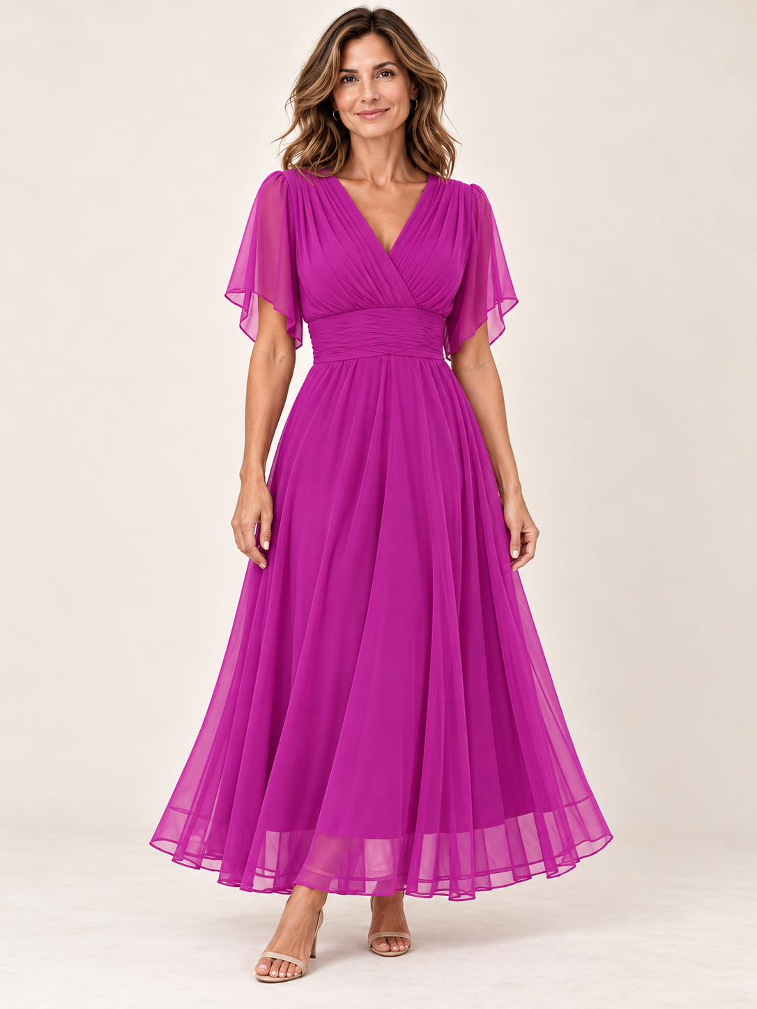 Vestido largo Masarova con detalle drapeado en la cintura