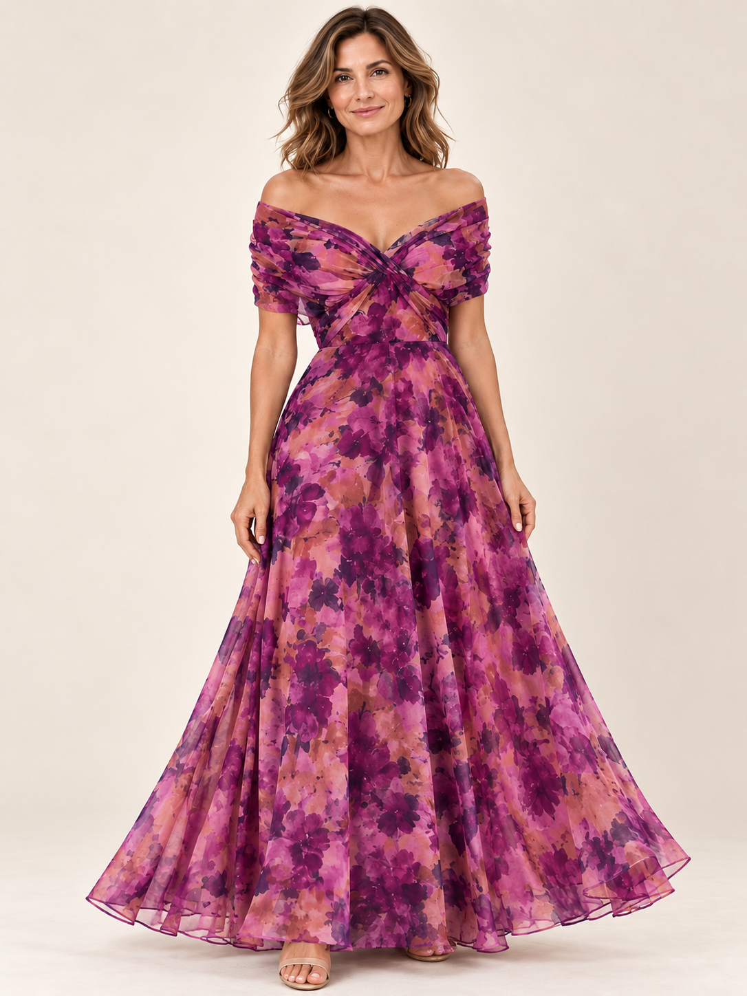 Vestido largo Masarova con detalle drapeado en la cintura