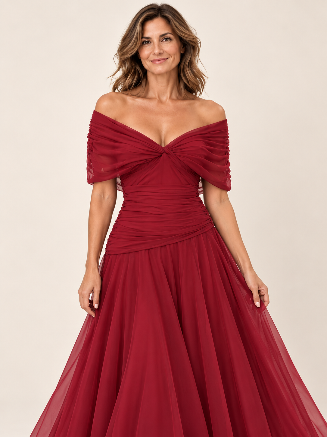 Vestido largo Masarova con detalle drapeado en la cintura