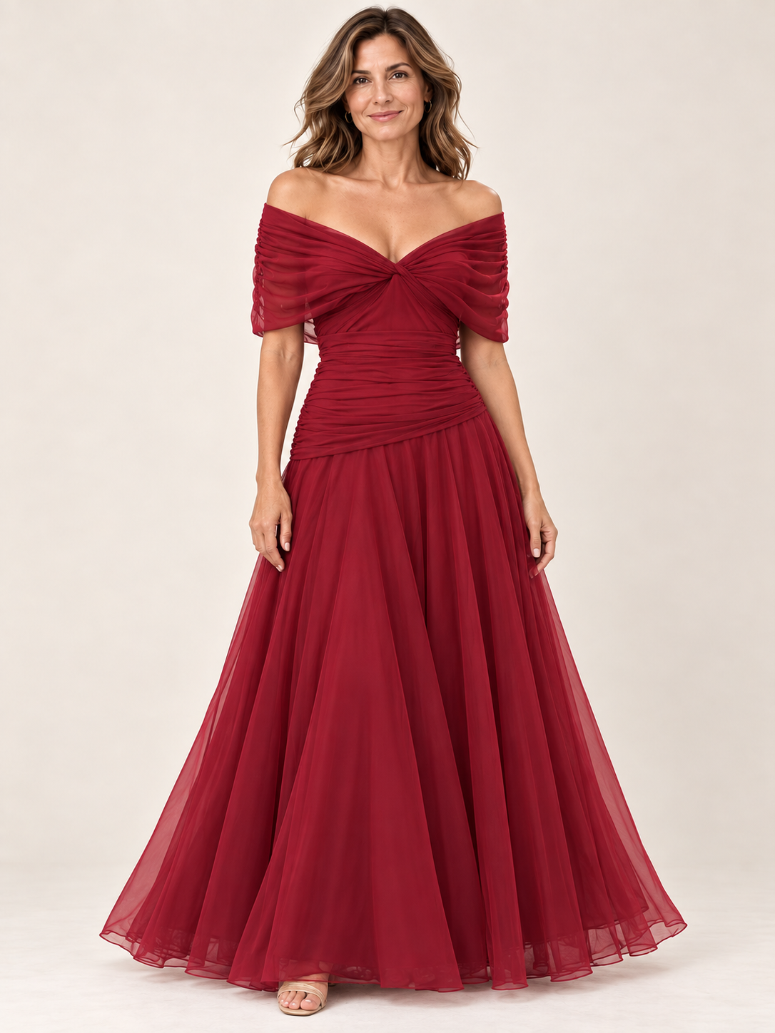 Vestido largo Masarova con detalle drapeado en la cintura