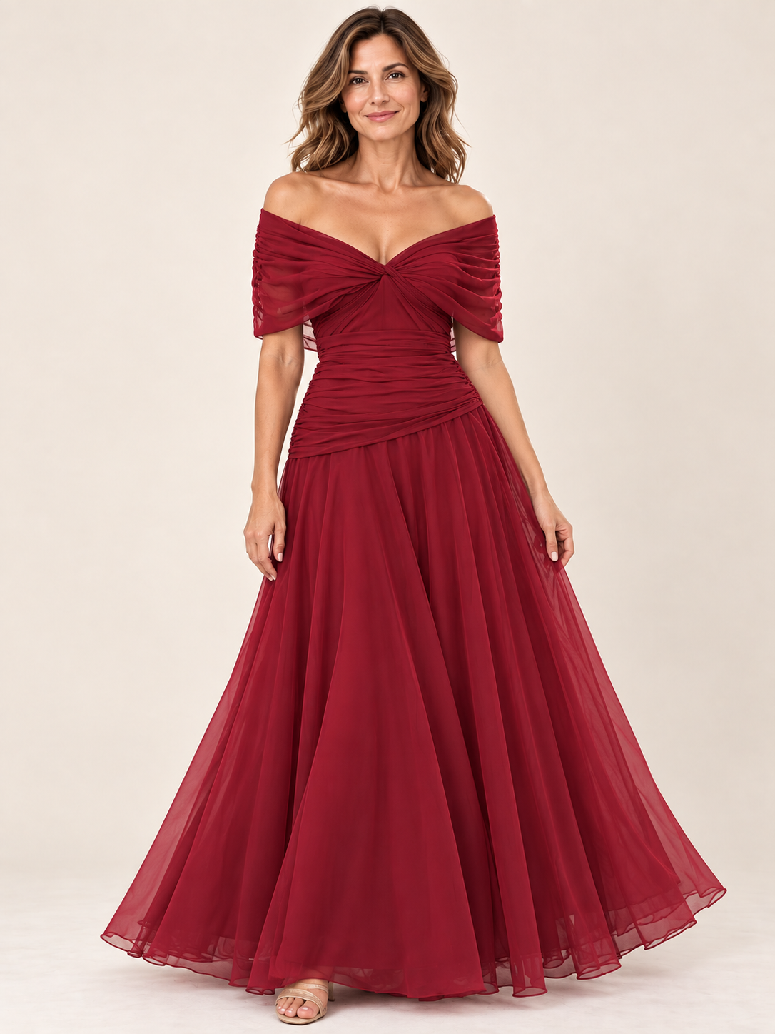 Vestido largo Masarova con detalle drapeado en la cintura