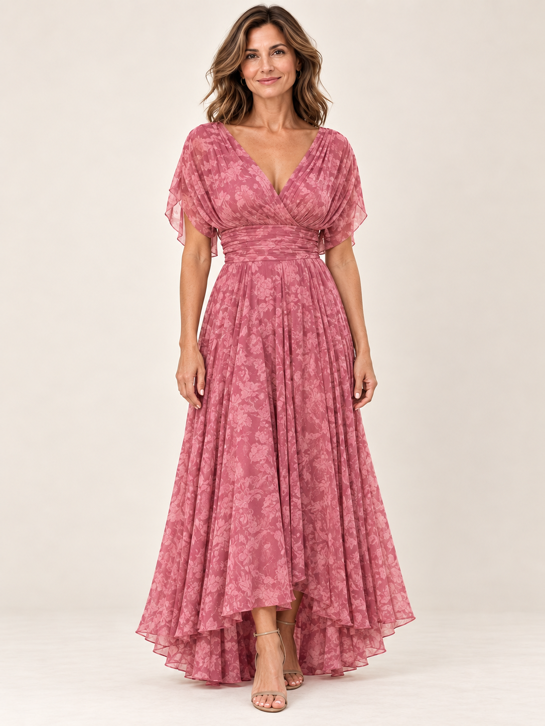 Vestido largo Masarova con detalle drapeado en la cintura