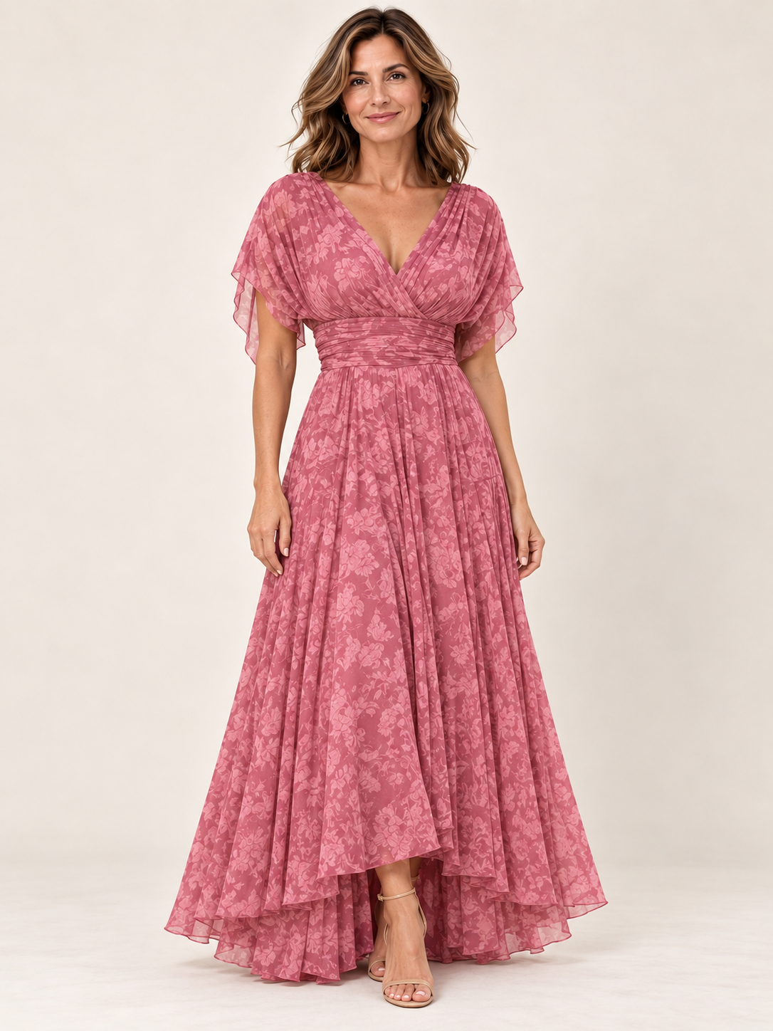 Vestido largo Masarova con detalle drapeado en la cintura