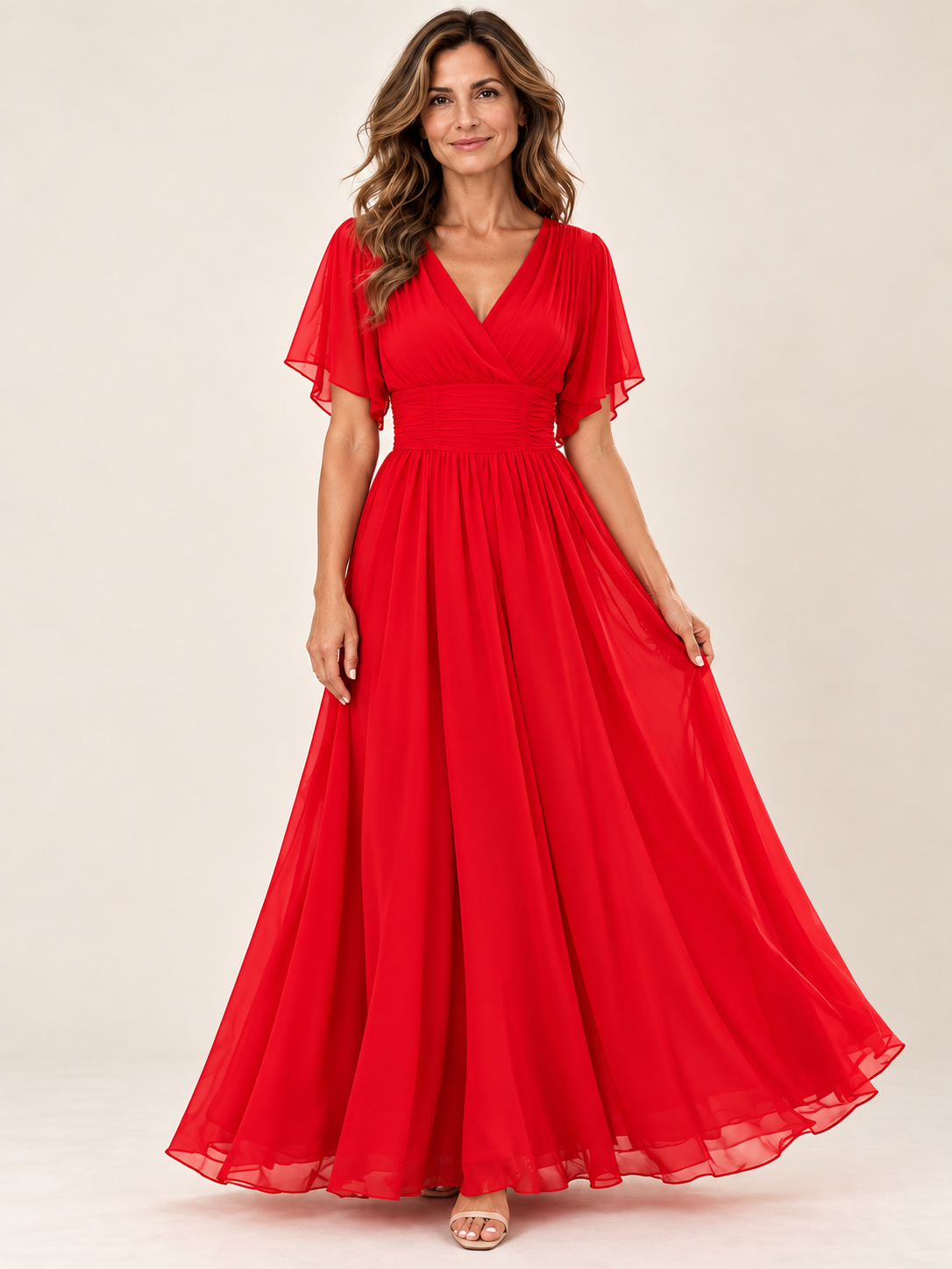 Vestido largo Masarova con detalle drapeado en la cintura