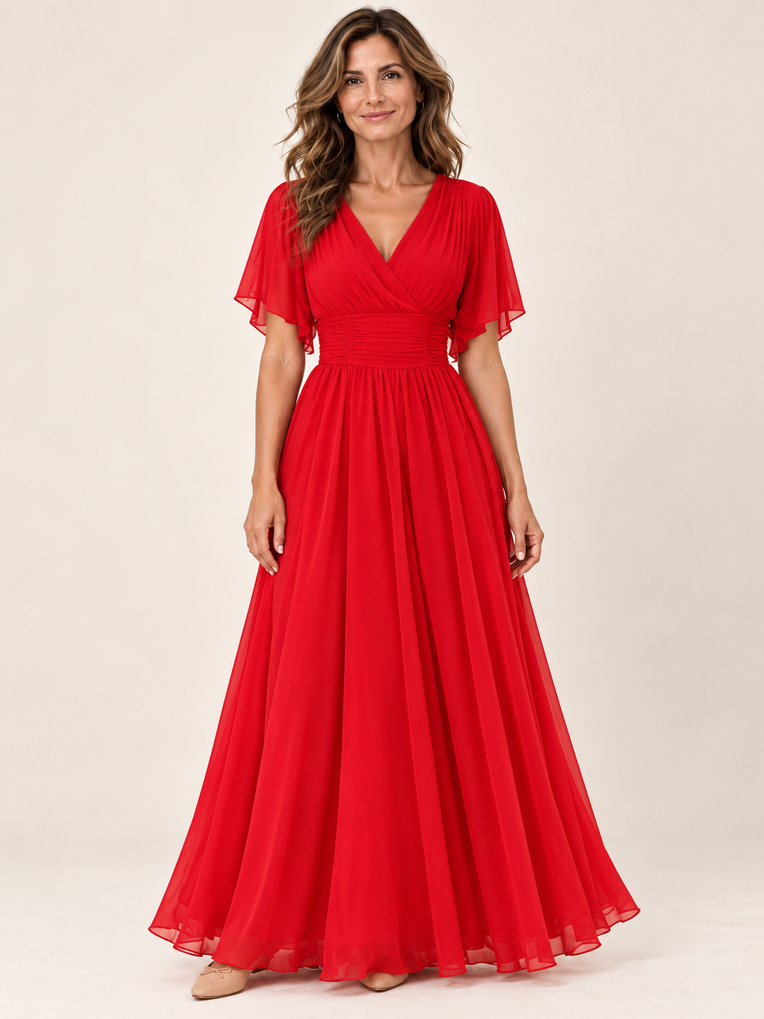 Vestido largo Masarova con detalle drapeado en la cintura