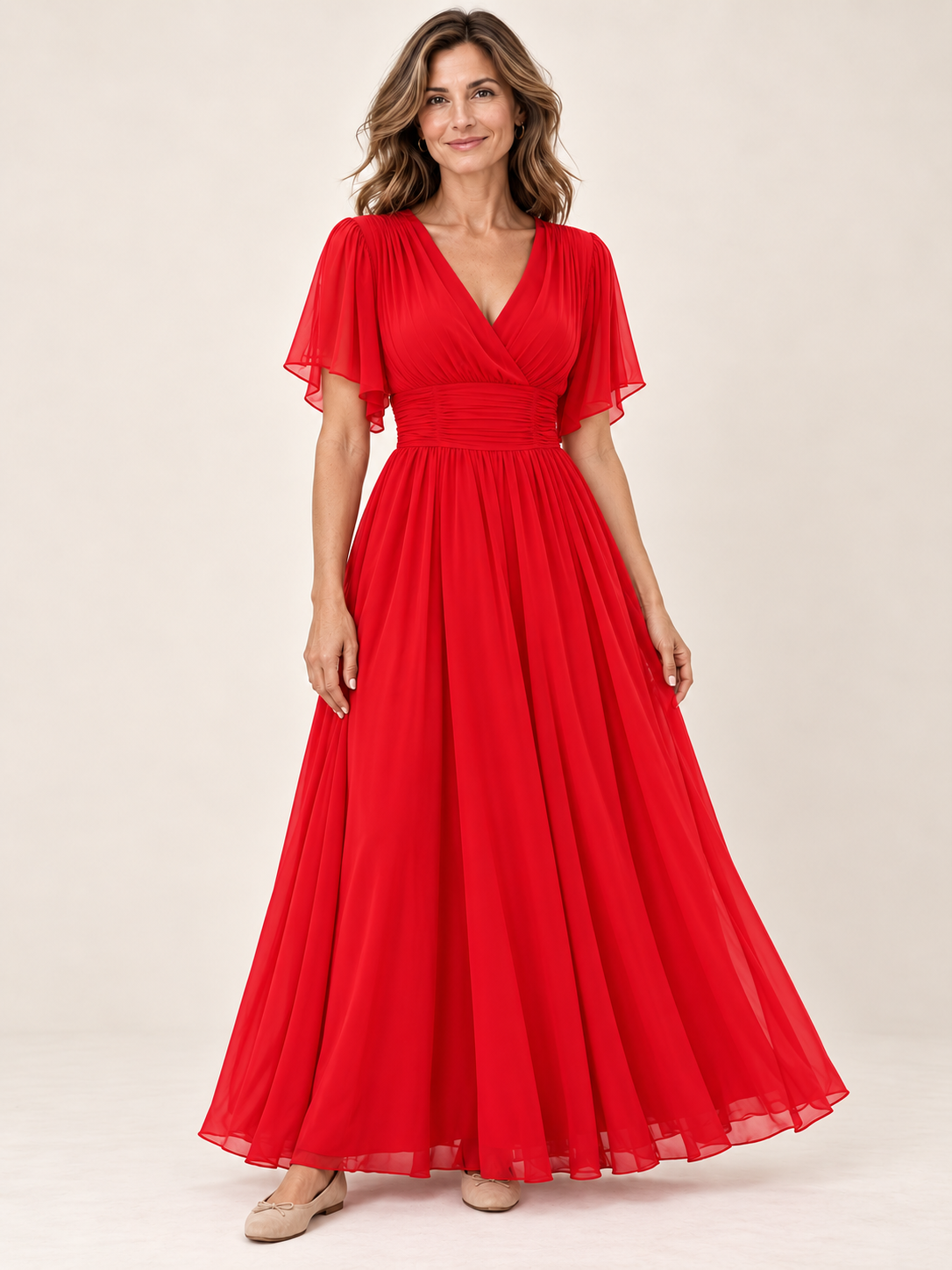 Vestido largo Masarova con detalle drapeado en la cintura