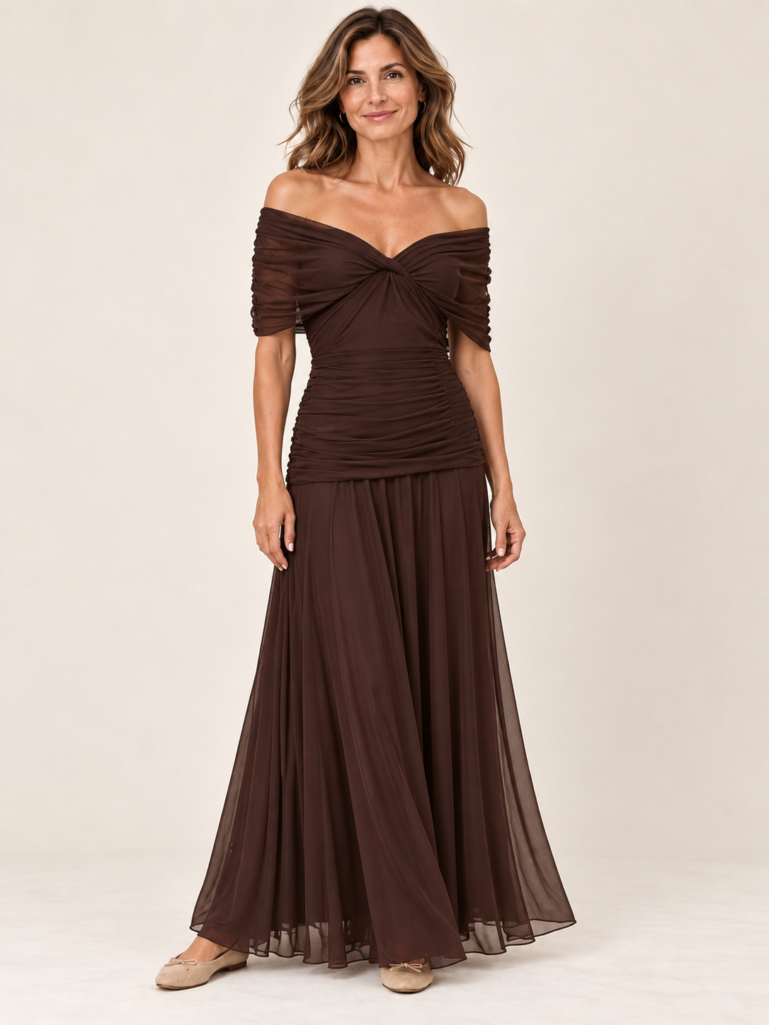 Vestido largo Masarova con detalle drapeado en la cintura