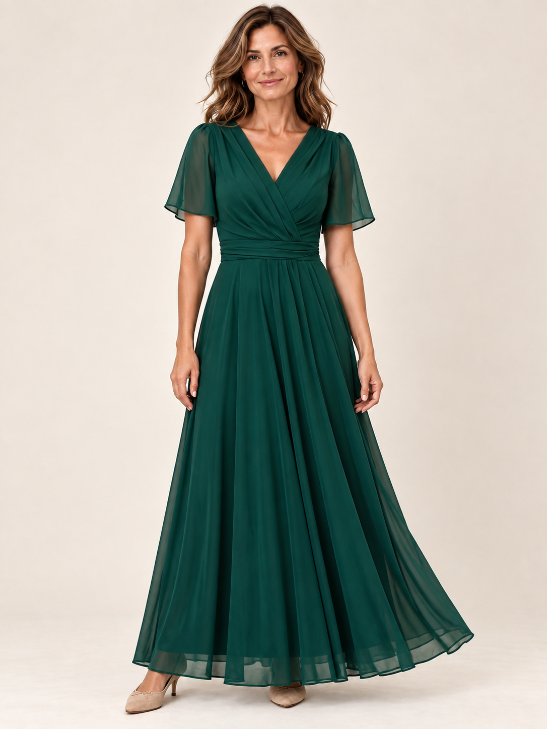 Vestido largo Masarova con detalle drapeado en la cintura