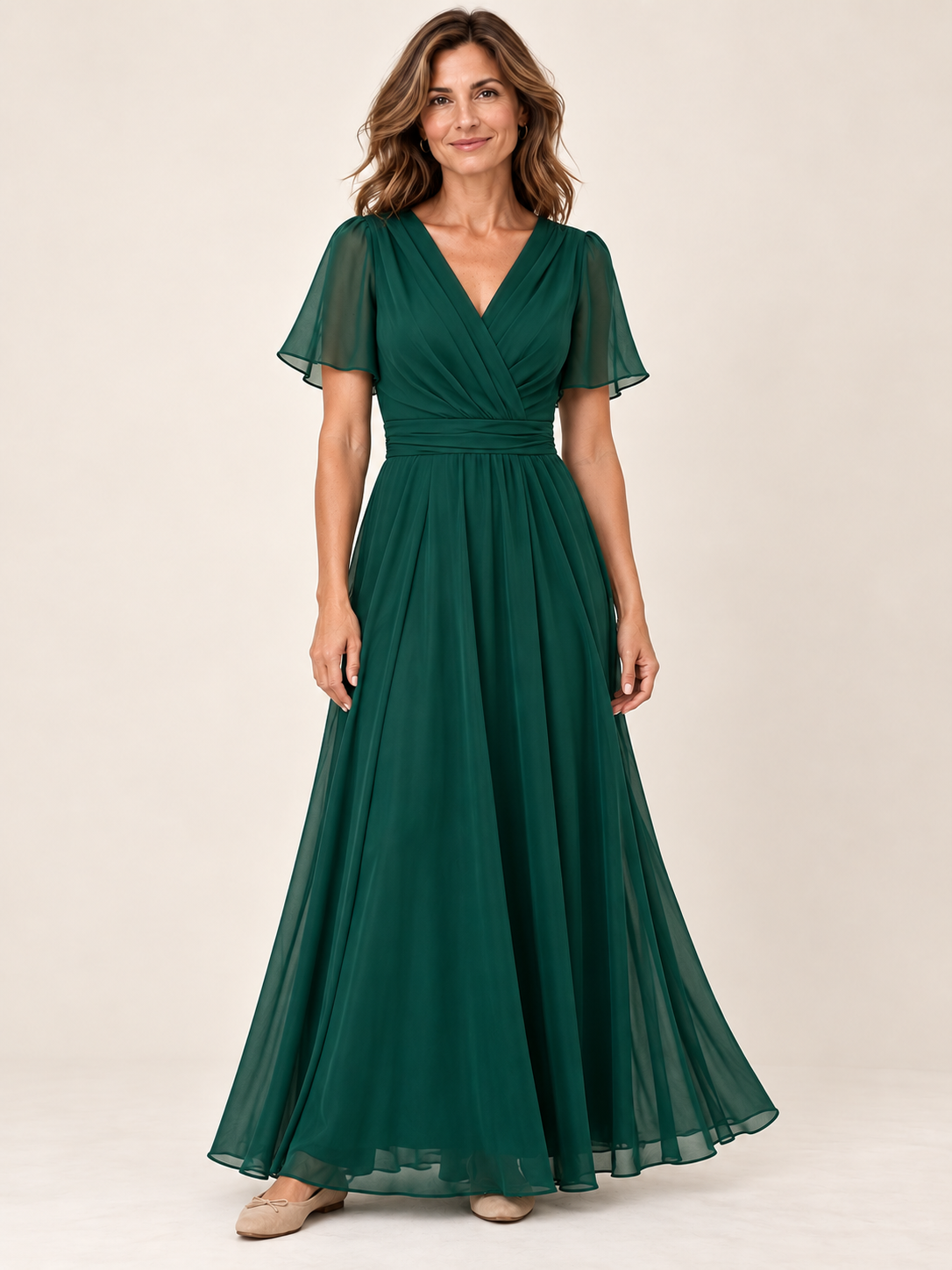 Vestido largo Masarova con detalle drapeado en la cintura