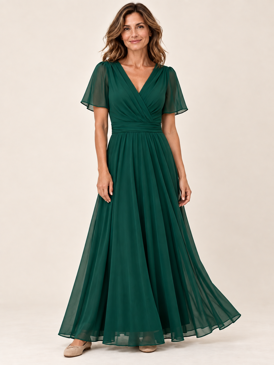Vestido largo Masarova con detalle drapeado en la cintura