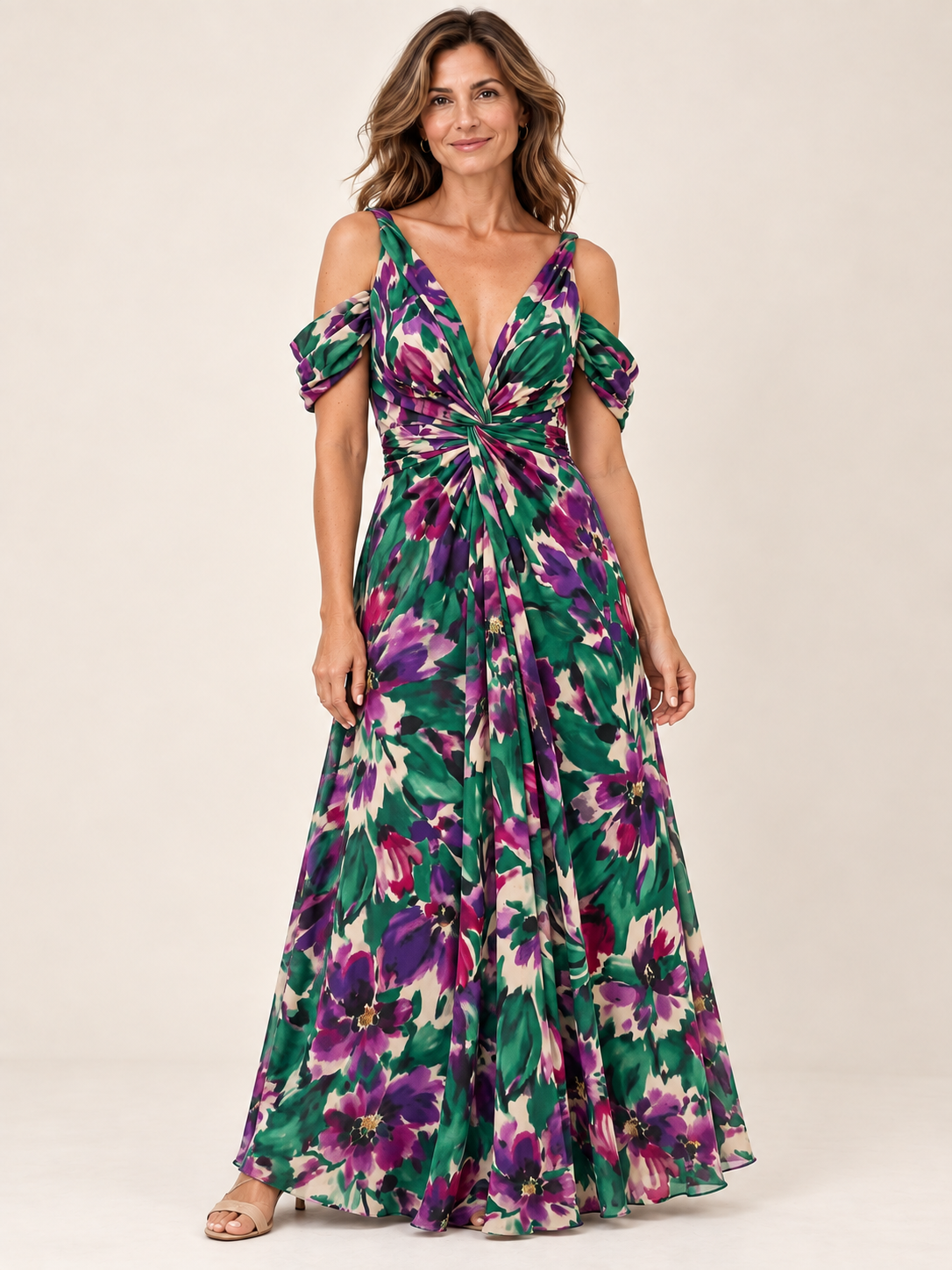 Vestido largo Masarova con detalle drapeado en la cintura