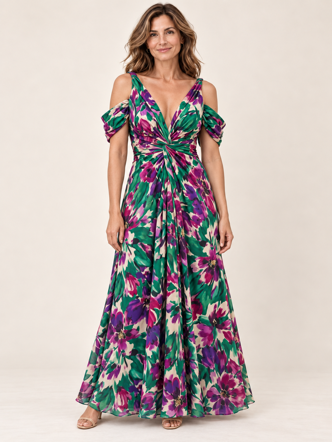 Vestido largo Masarova con detalle drapeado en la cintura