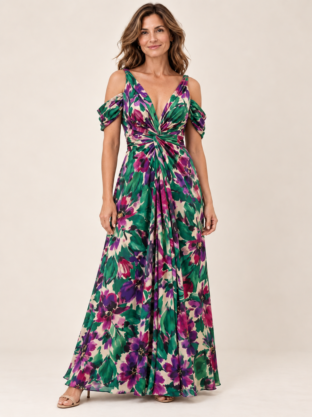 Vestido largo Masarova con detalle drapeado en la cintura