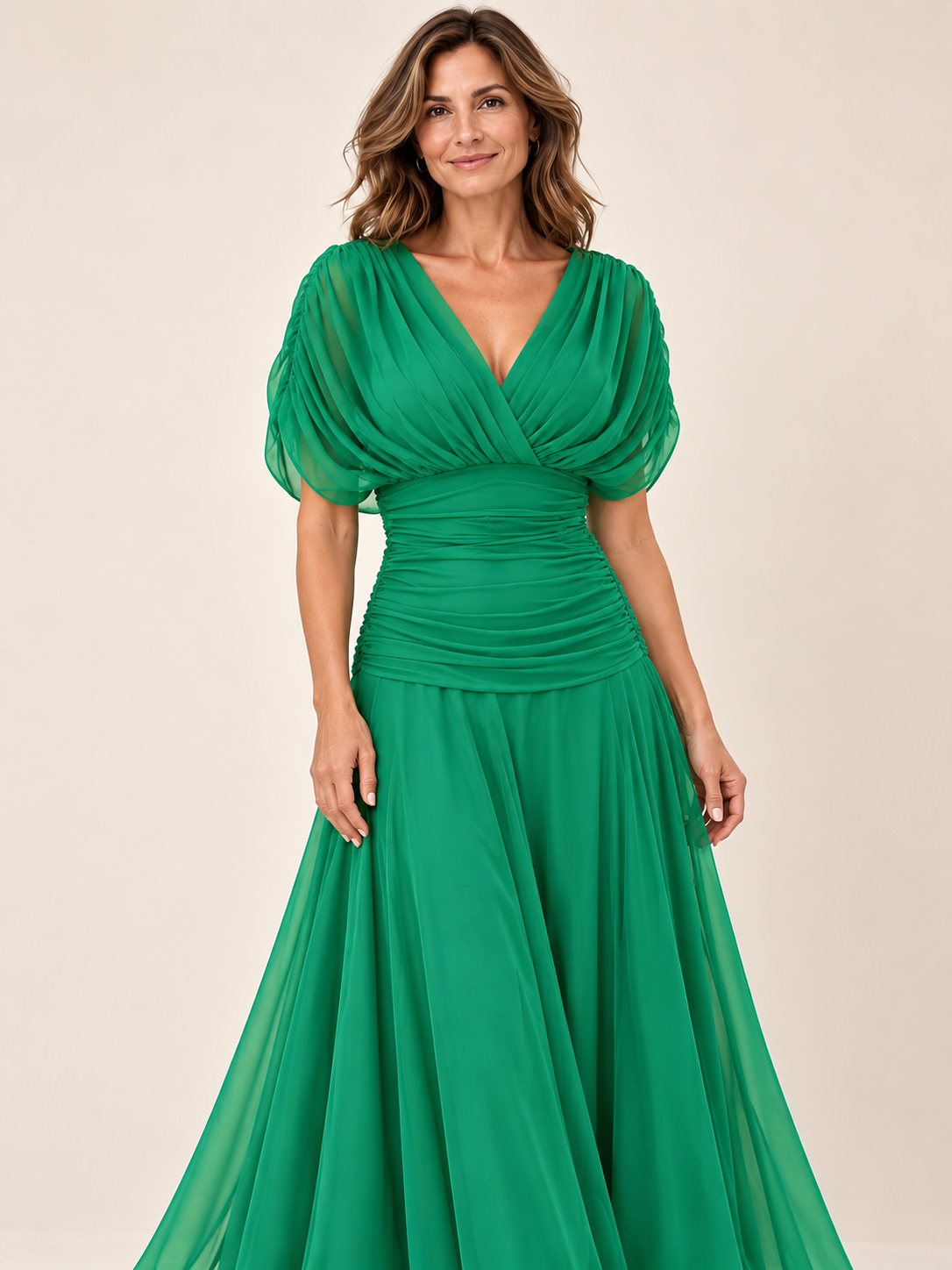 Vestido largo Masarova con detalle drapeado en la cintura