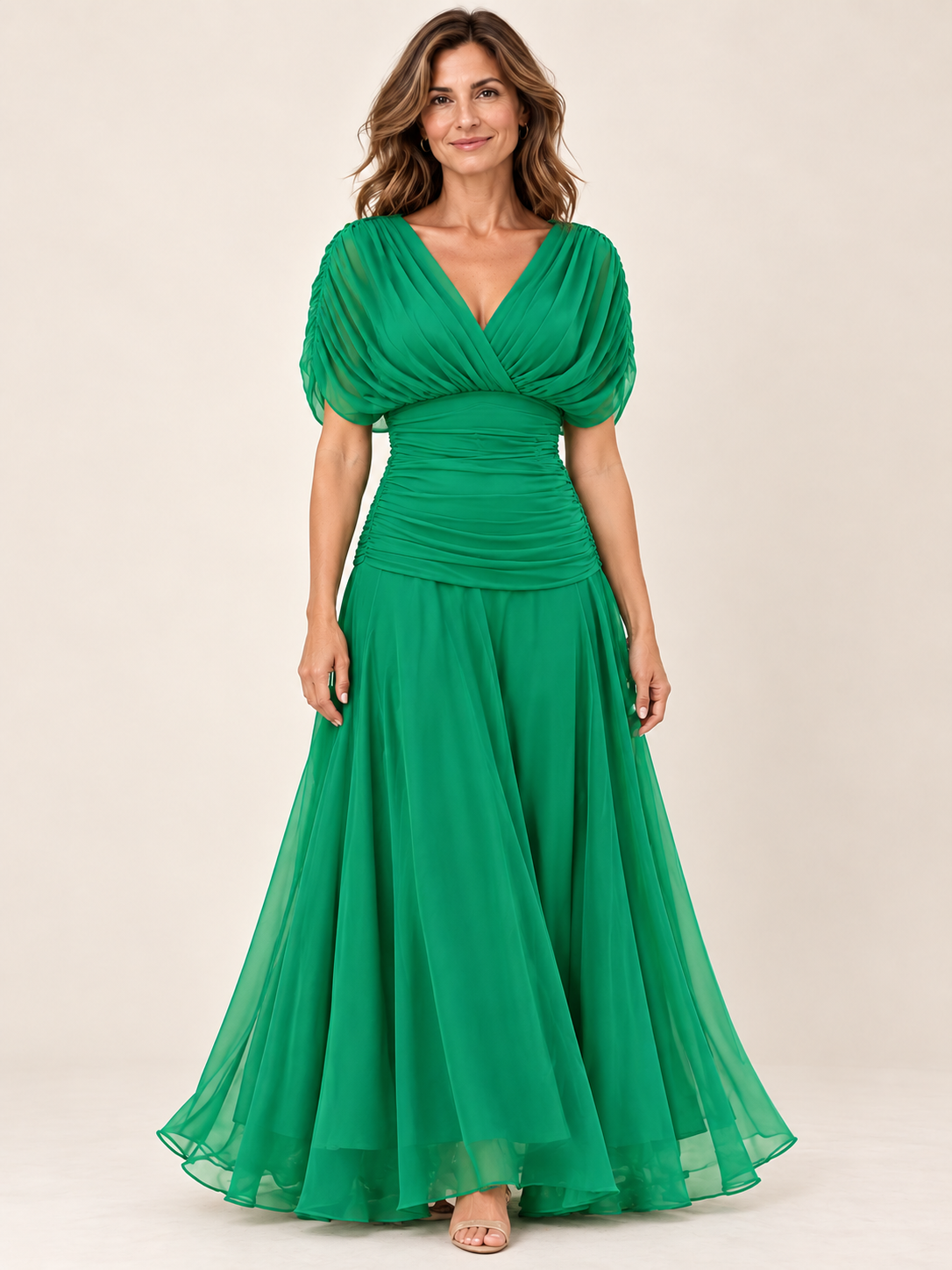 Vestido largo Masarova con detalle drapeado en la cintura