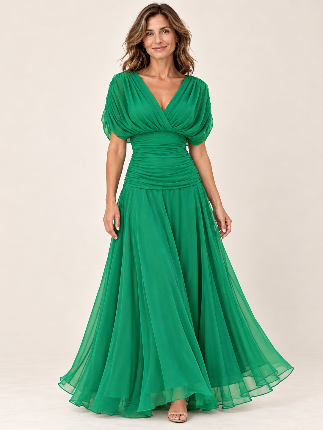 Vestido largo Masarova con detalle drapeado en la cintura