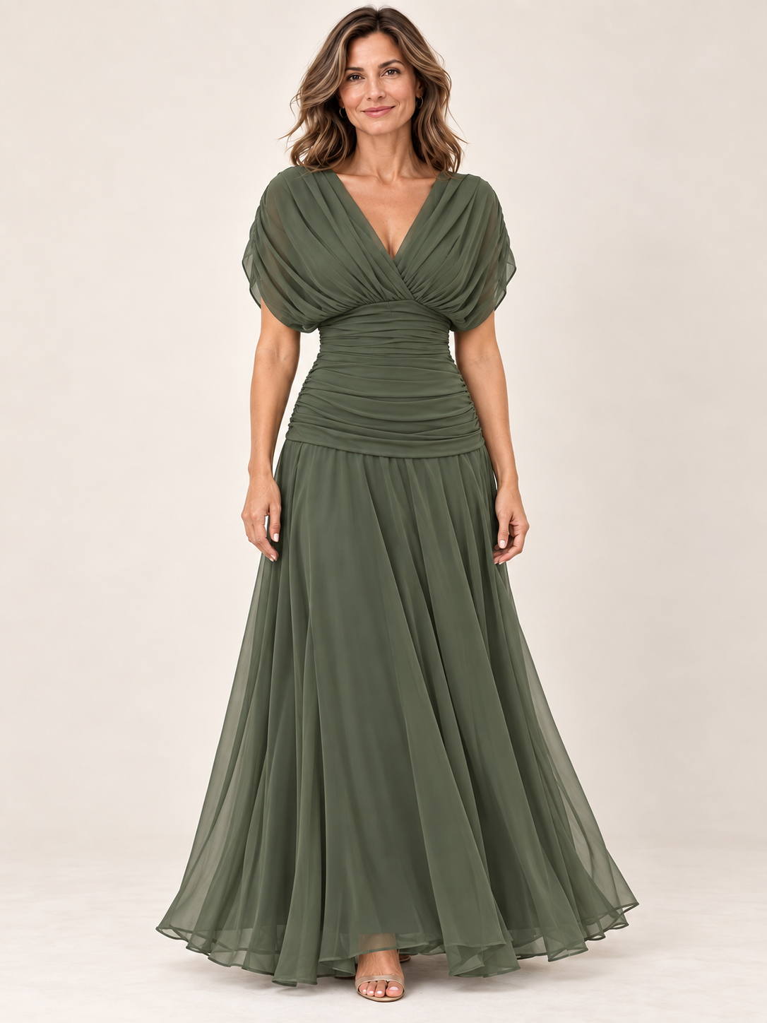 Vestido largo Masarova con detalle drapeado en la cintura