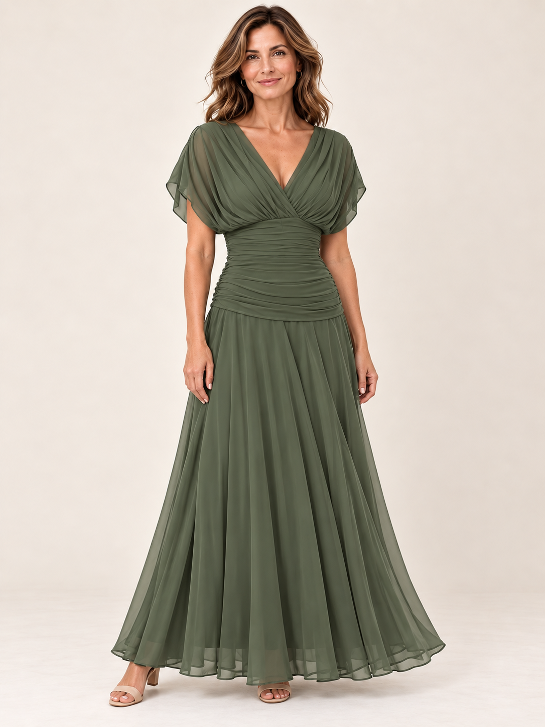 Vestido largo Masarova con detalle drapeado en la cintura