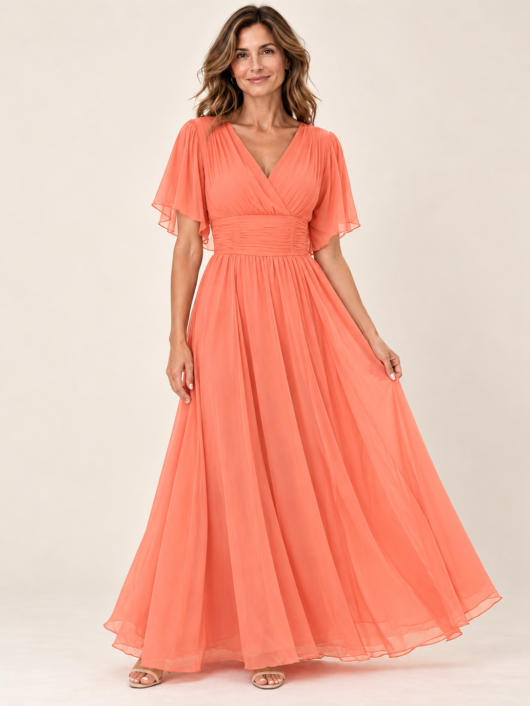 Vestido largo Masarova con detalle drapeado en la cintura