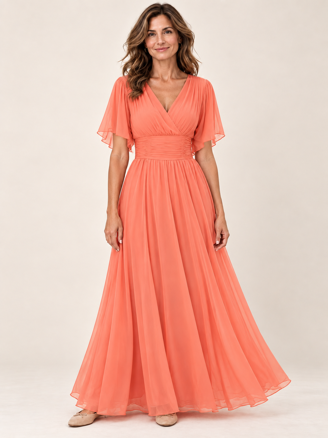Vestido largo Masarova con detalle drapeado en la cintura