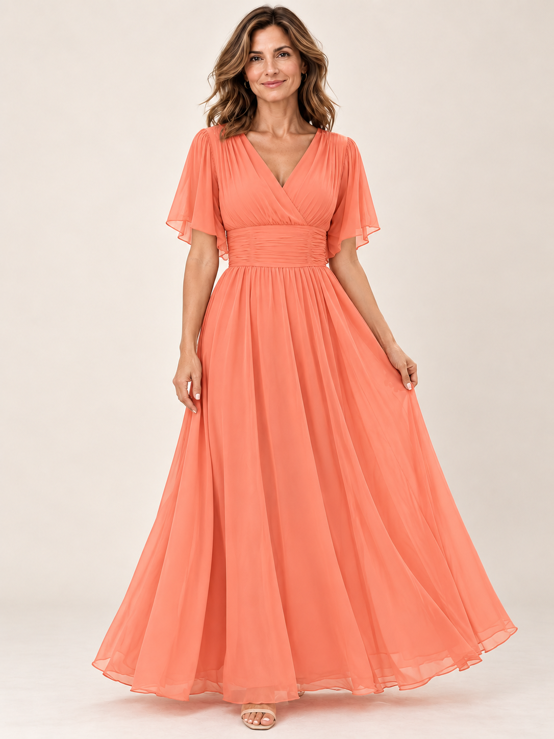 Vestido largo Masarova con detalle drapeado en la cintura
