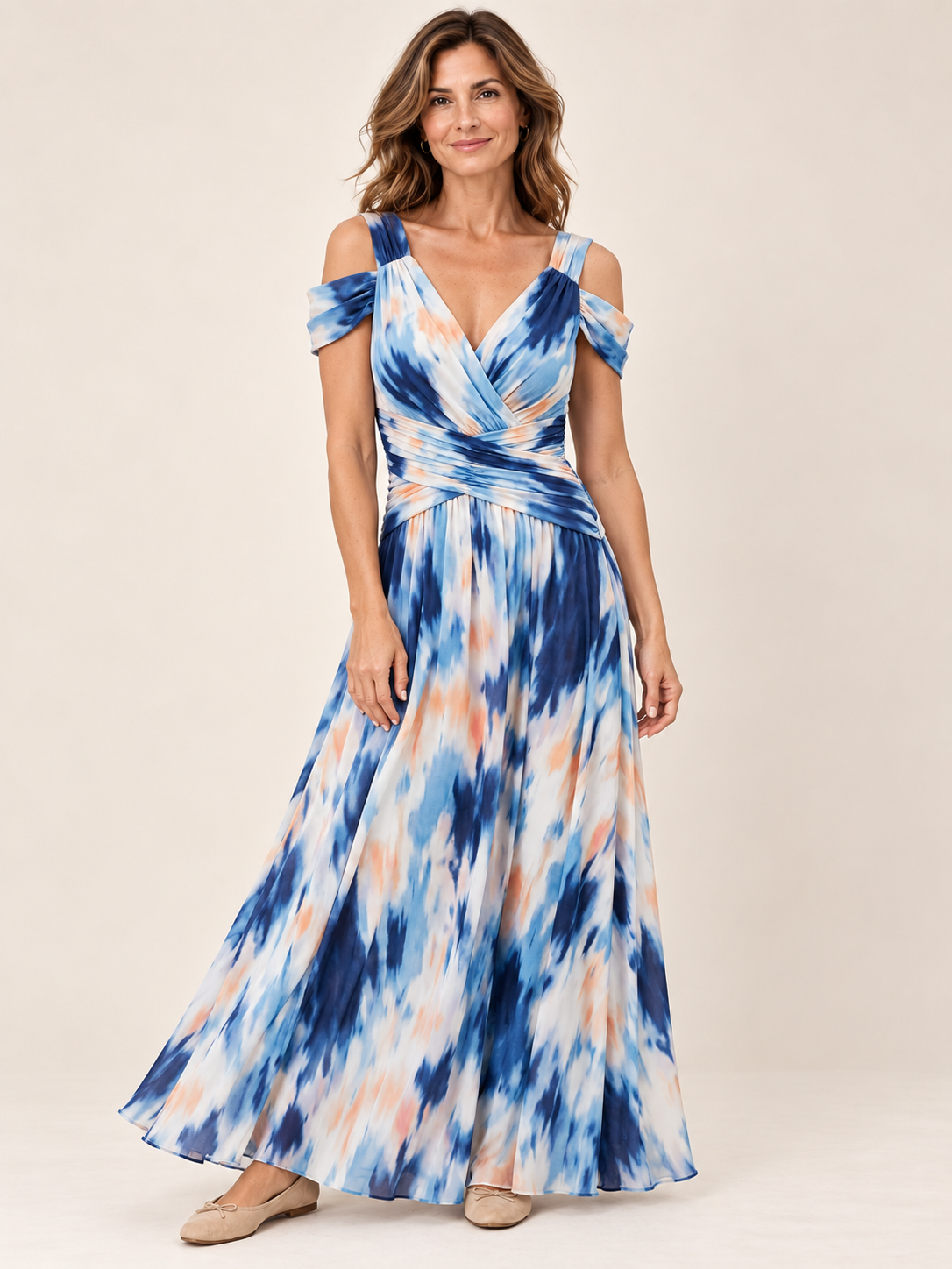 Vestido largo Masarova con detalle drapeado en la cintura