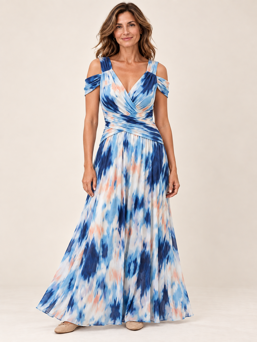 Vestido largo Masarova con detalle drapeado en la cintura