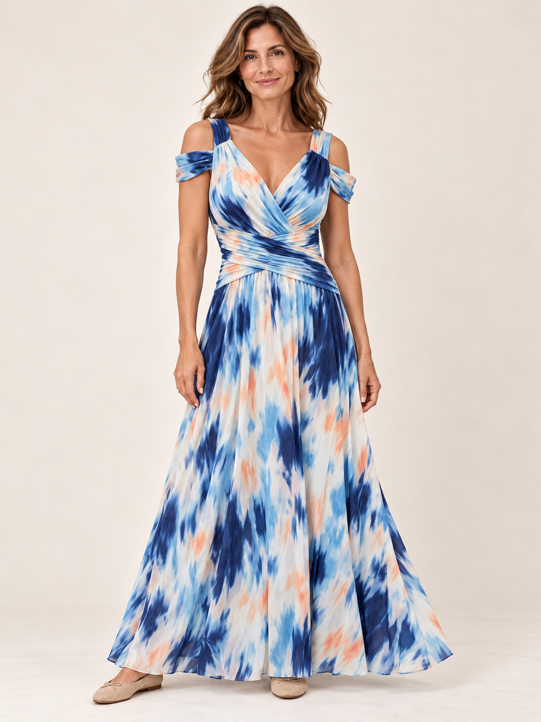 Vestido largo Masarova con detalle drapeado en la cintura